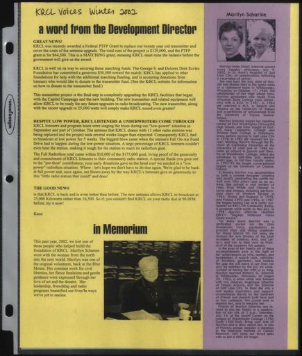 KRCL Program Guide 141 2002 3 Winter