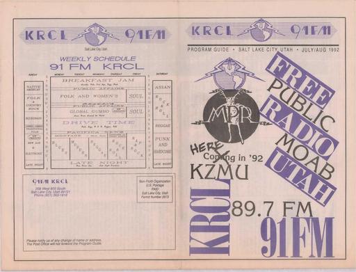 KRCL Program Guide 086 1992 Jul Aug