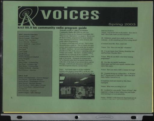 KRCL Program Guide 142 2003 Spring